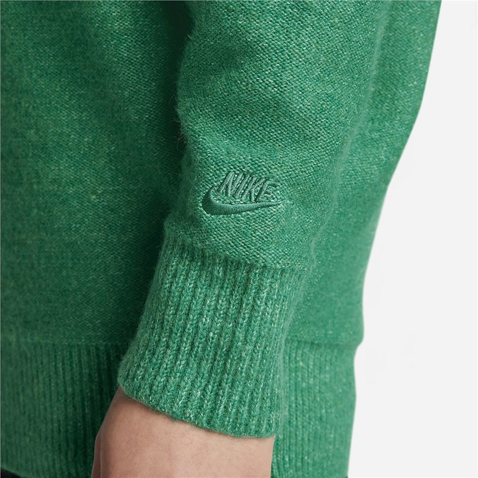 Nike 長袖NSW Tech Pack Knit 男款綠黑毛衣寬版深V領針織大Logo