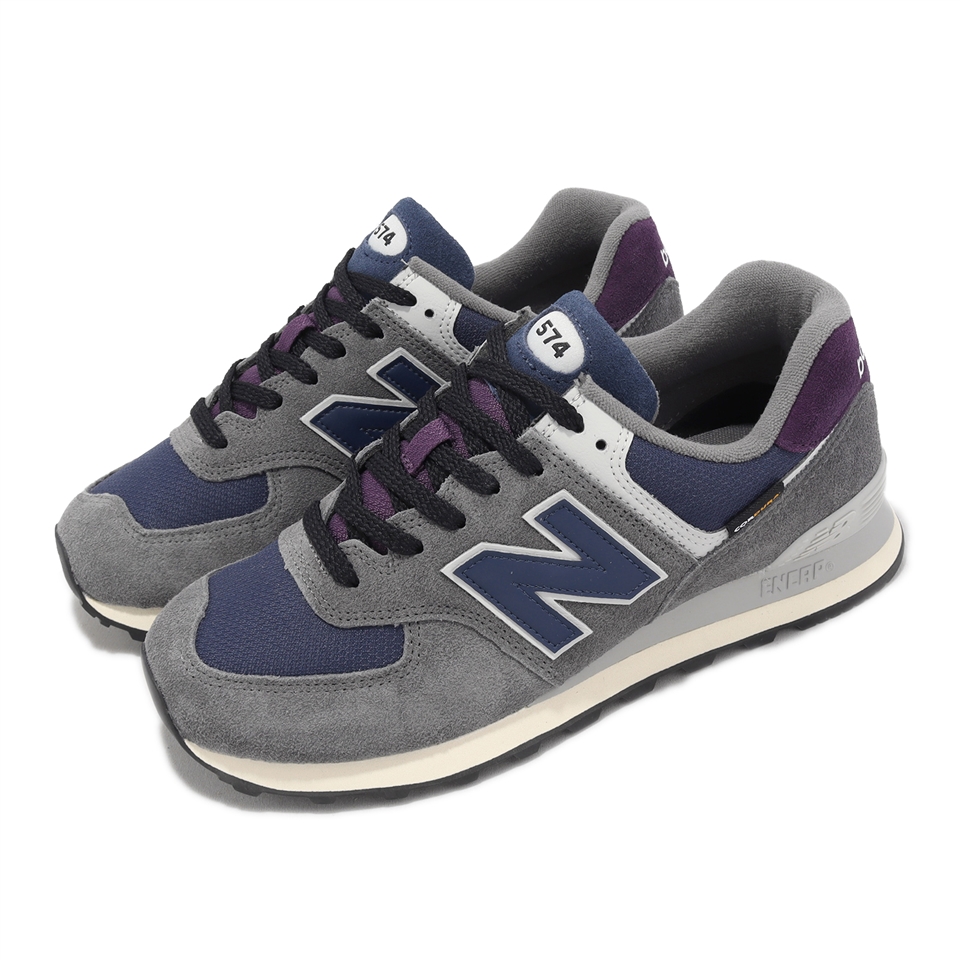 New Balance 休閒鞋574 男鞋女鞋灰藍復古麂皮Cordura 拼接運動鞋NB 紐