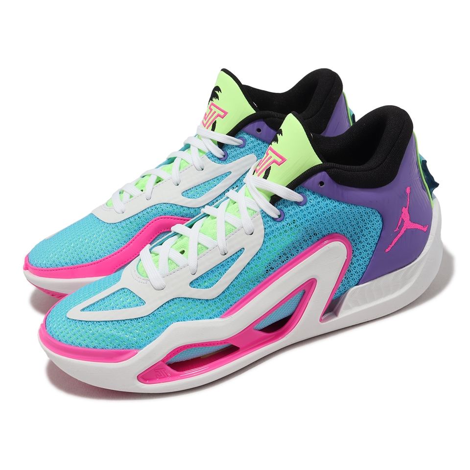 Nike 籃球鞋Jordan Tatum 1 PF Wave Runner 藍紫男鞋棕梠樹