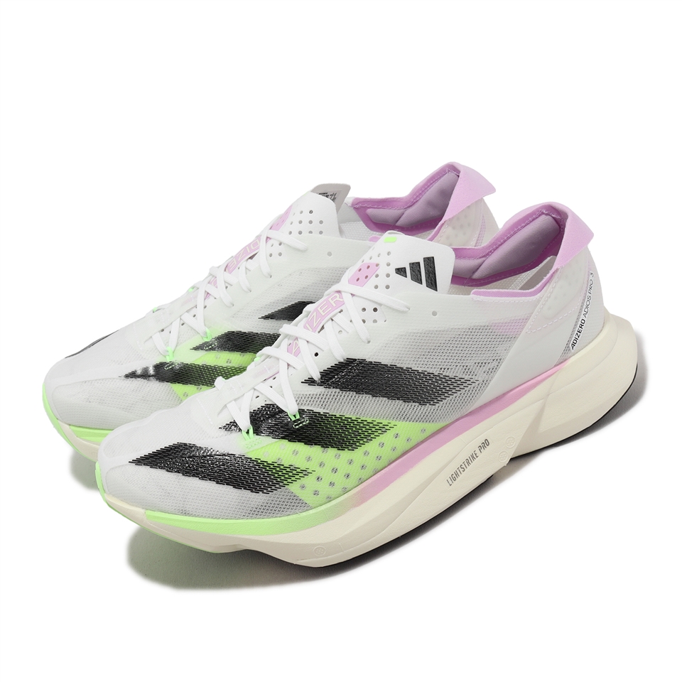 adidas 競速跑鞋Adizero Adios Pro 3 M 男鞋白黑粉紅緩震厚底運動鞋