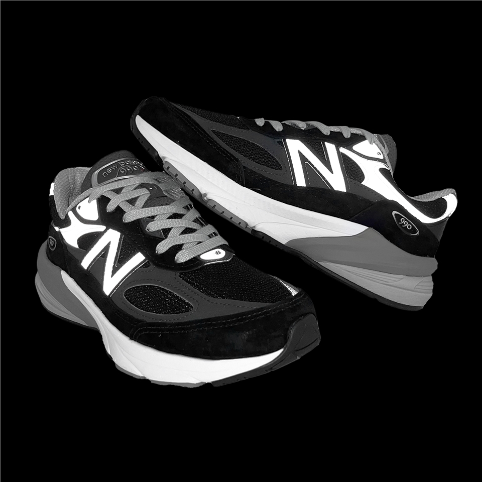 New Balance 休閒鞋990 V6 D 寬楦女鞋黑銀美製麂皮反光復古運動