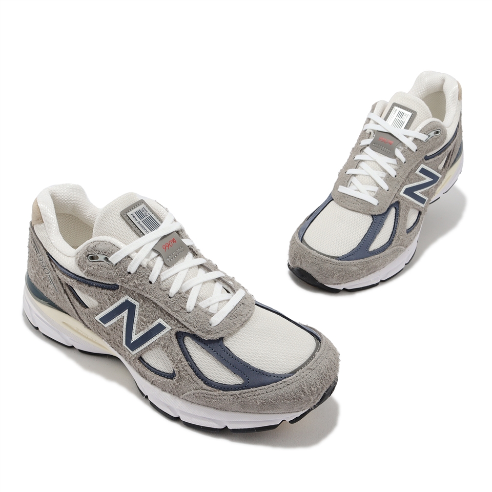 New Balance 休閒鞋990 V4 男鞋灰深藍美製麂皮復古拼接NB 紐巴倫