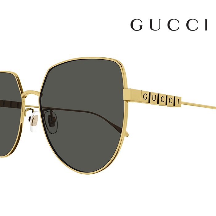Gucci】古馳GG1435SA 001 58mm 大鏡面造型款太陽眼鏡不規則框墨鏡灰色 