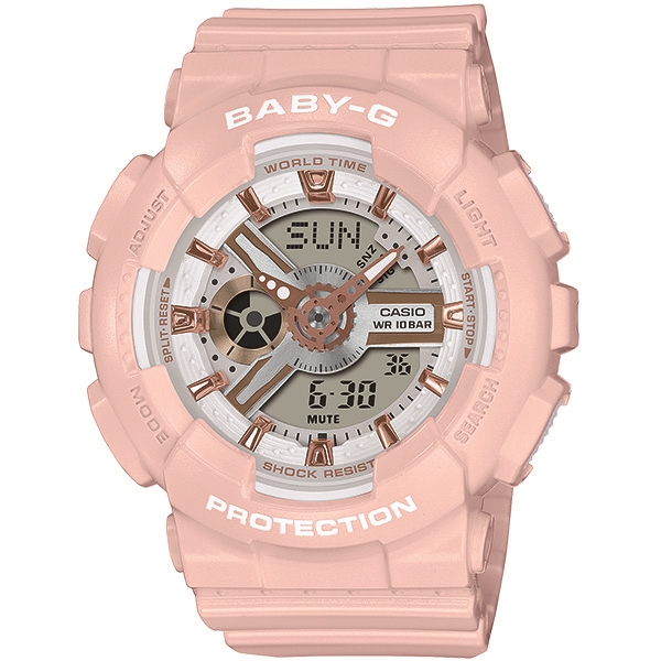 CASIO G-SHOCK X BABY-G 玫瑰金雅緻風時尚對錶/GA-110RG-1A+BA-110XRG