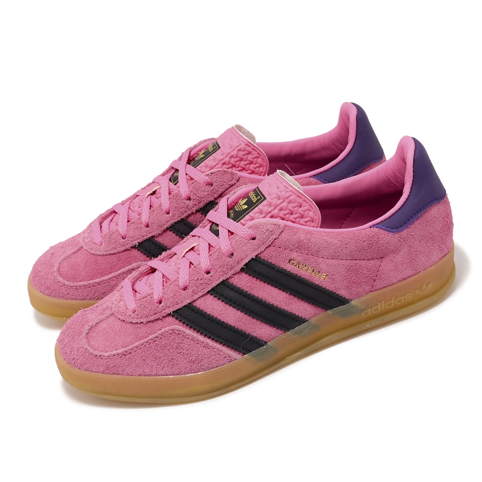 adidas 休閒鞋Gazelle Indoor W 女鞋粉黑麂皮膠底低筒復古愛迪達IE7002