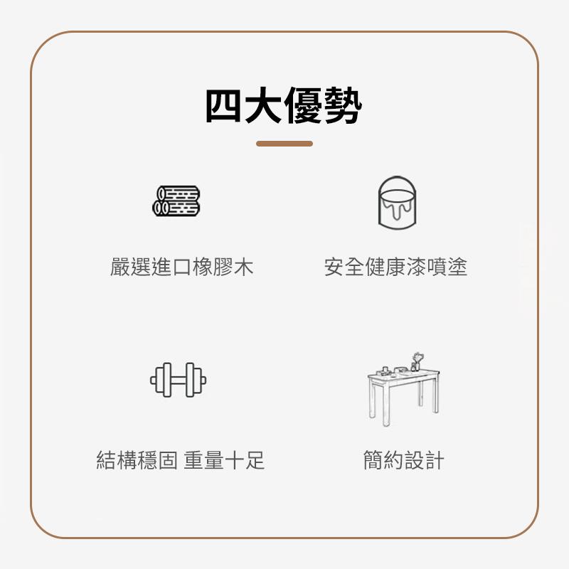 四大優勢 嚴選進口橡膠木 結構穩固 重量十足 安全健康漆噴塗 簡約設計 