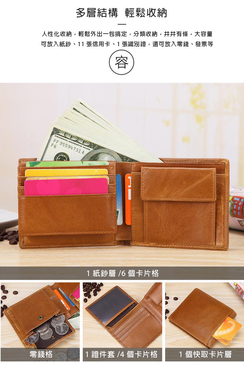 可放入紙鈔、11 張信用卡、1張識別證,還可放入零錢、發票等