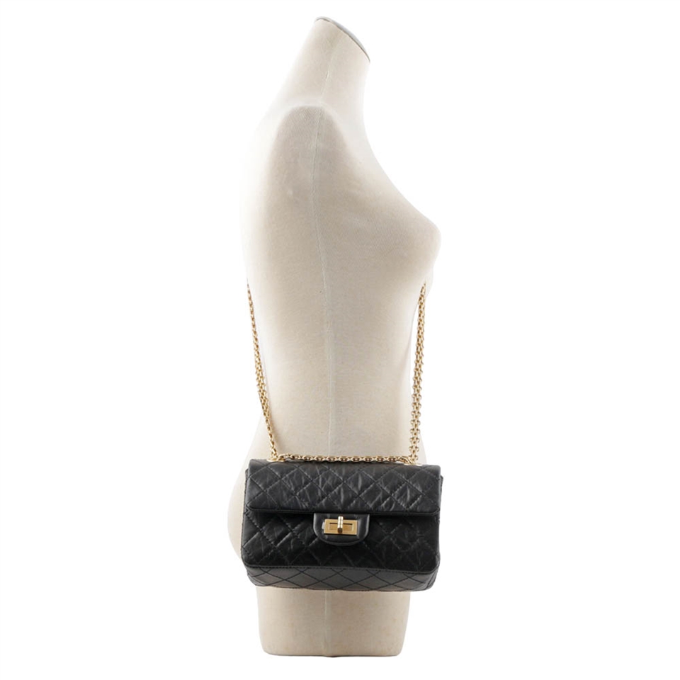 CHANEL 復古小牛皮2.55迷你口蓋包(黑色) AS0874 Y04634 94305