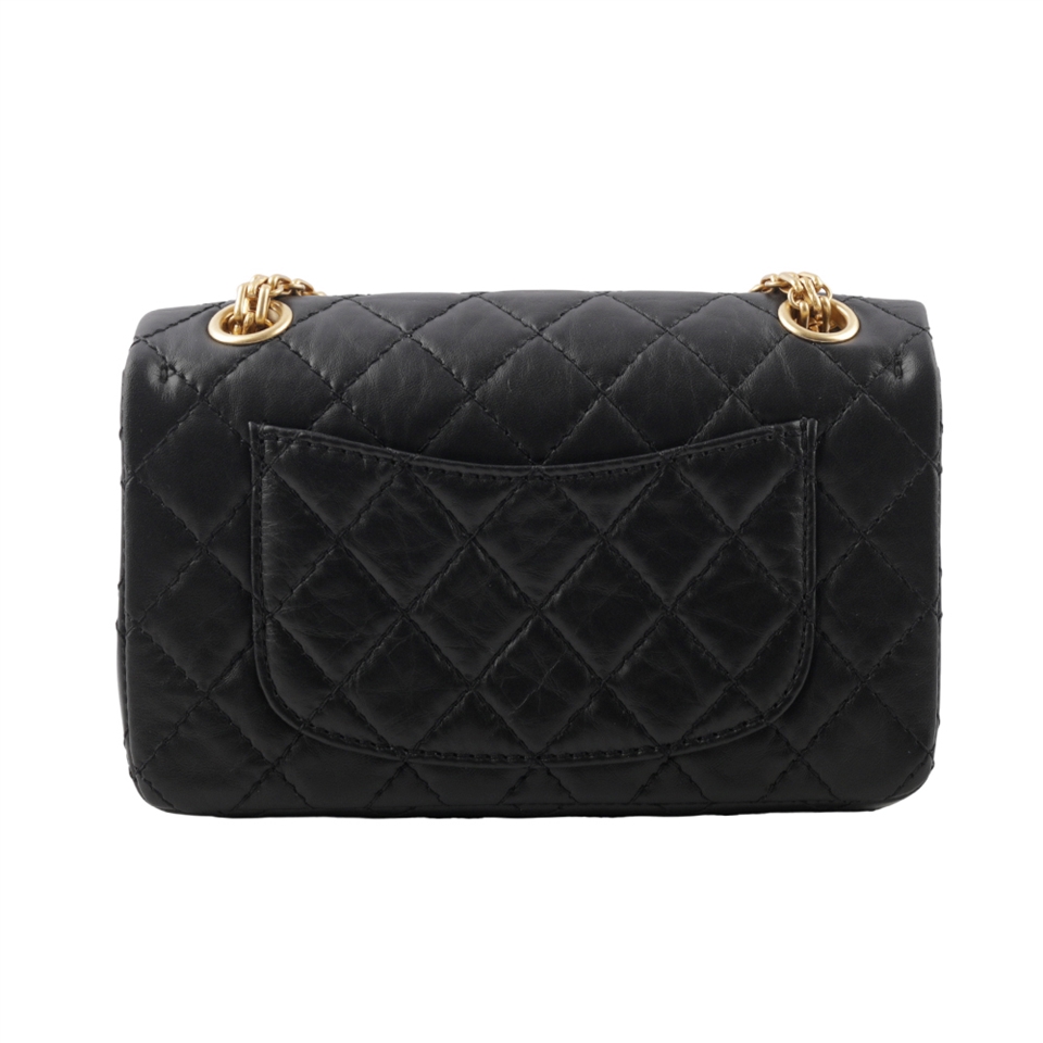 CHANEL 復古小牛皮2.55迷你口蓋包(黑色) AS0874 Y04634 94305