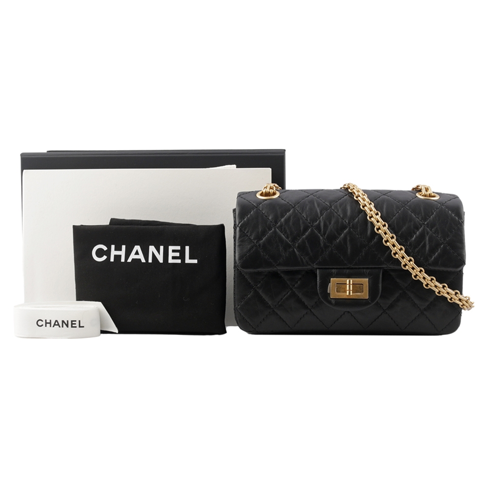 CHANEL 復古小牛皮2.55迷你口蓋包(黑色) AS0874 Y04634 94305
