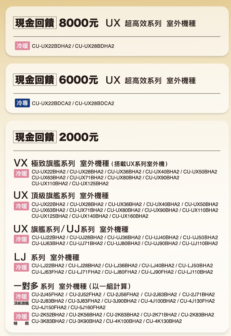 登錄享現金回饋」Panasonic國際牌4-5坪一級變頻冷專UX頂級系列分離式冷氣CS-UX36BA2/CU-UX36BCA2|國際冷氣 總覽|ETMall東森購物網