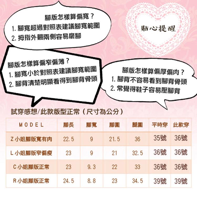 1. 腳寬超過對照表建議腳寬範圍