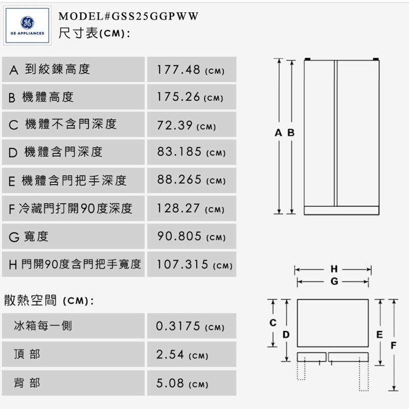 Mabe美寶 GSS25GGPWW - 詳情1