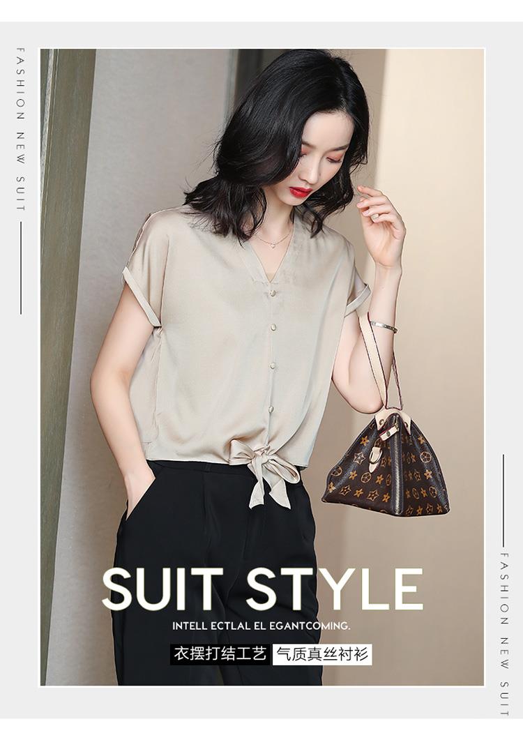 衣摆打结工艺气质真丝衬衫 