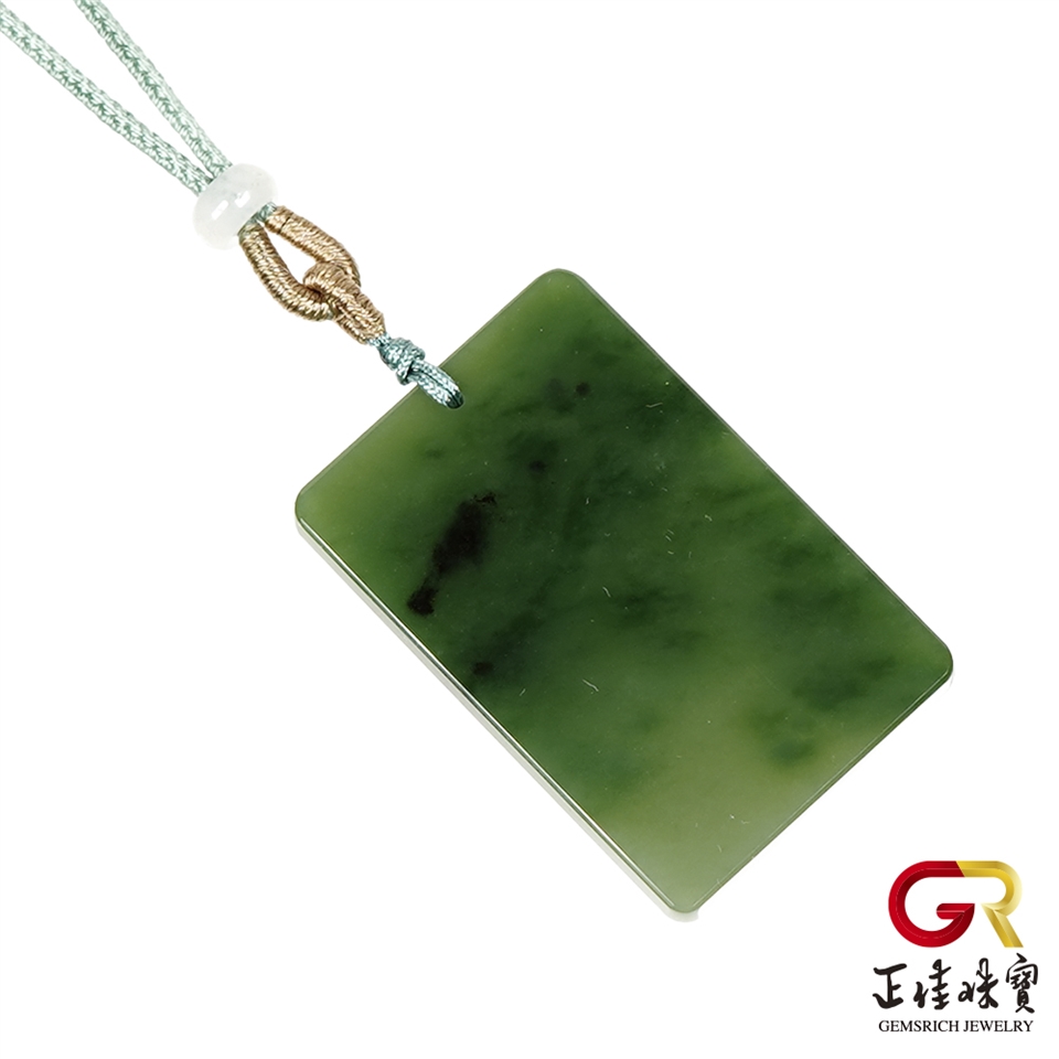 正佳珠寶】和田碧玉頂級老礦20g 蘋果綠墨花無事牌吊墜和田碧玉吊墜｜可