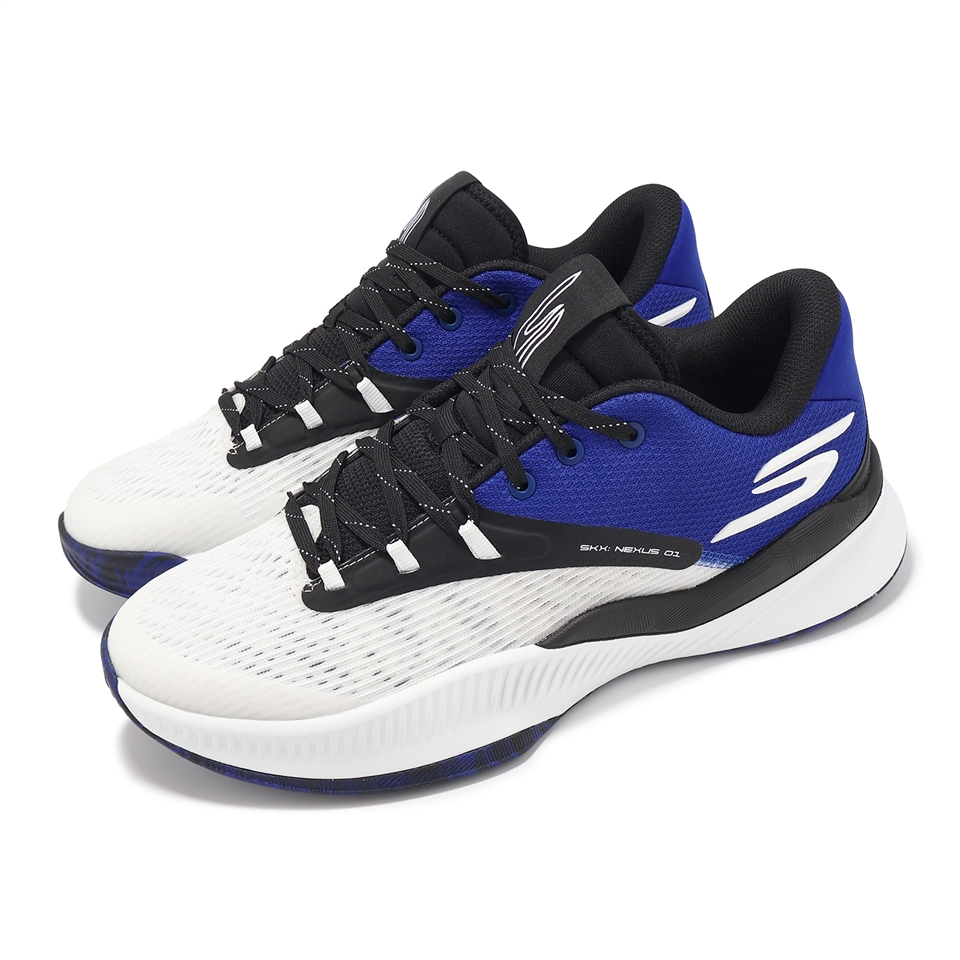 Skechers 籃球鞋SKX NEXUS 男鞋白黑藍輪胎大底緩衝運動鞋253015WBLU|籃球鞋|ETMall東森購物網