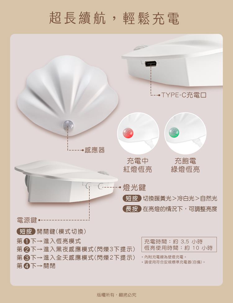 第下 進入黑夜感應模式閃爍3下提示