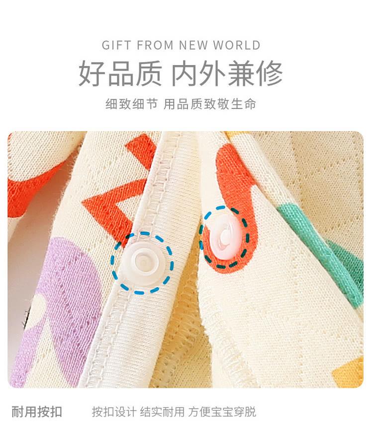 好品质 内外兼修 细致细节 用品质致敬生命 耐用按扣 按扣设计 结实耐用 方便宝宝穿脱 