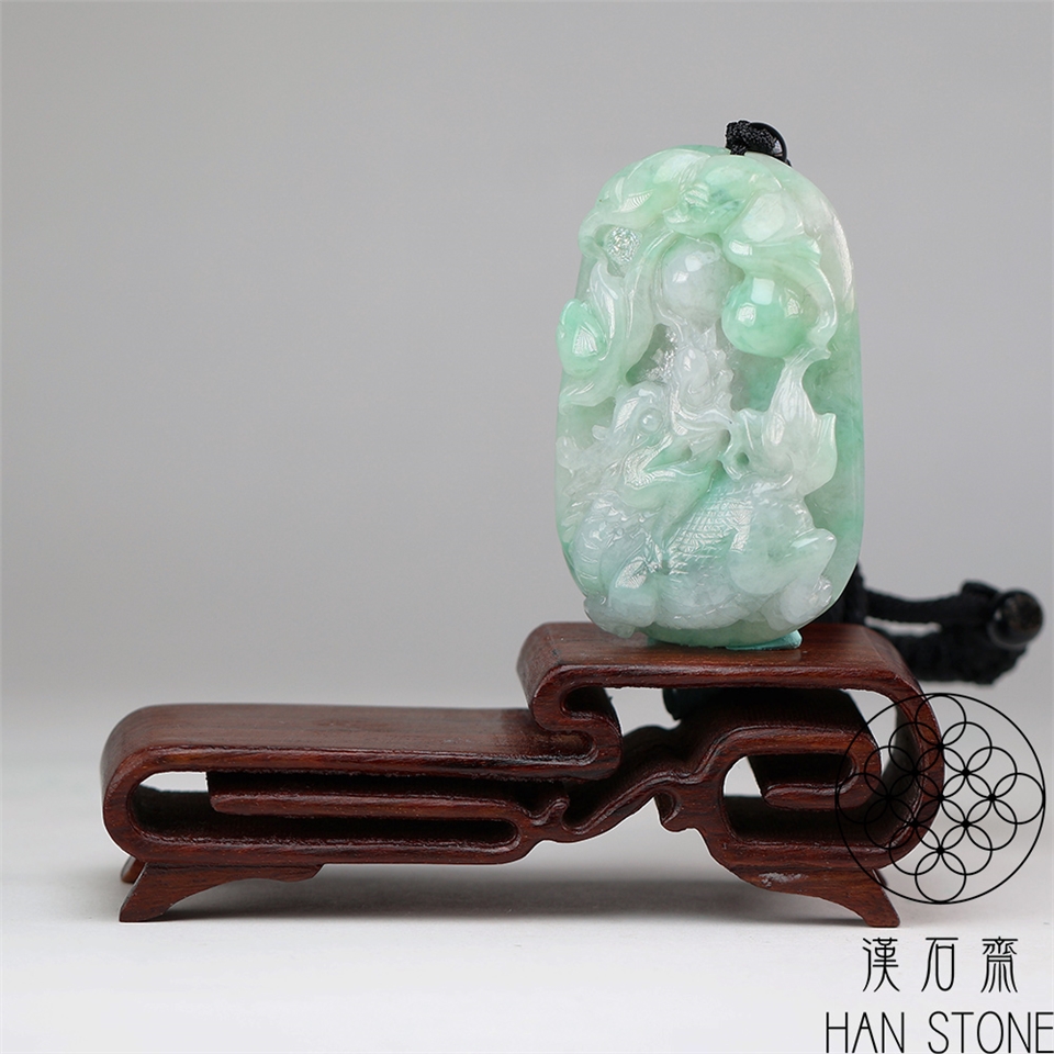 漢石齋】天然翡翠A貨玄武龍龜玉珮吊墜冰糯種飄花(31*48*13mm)|龍