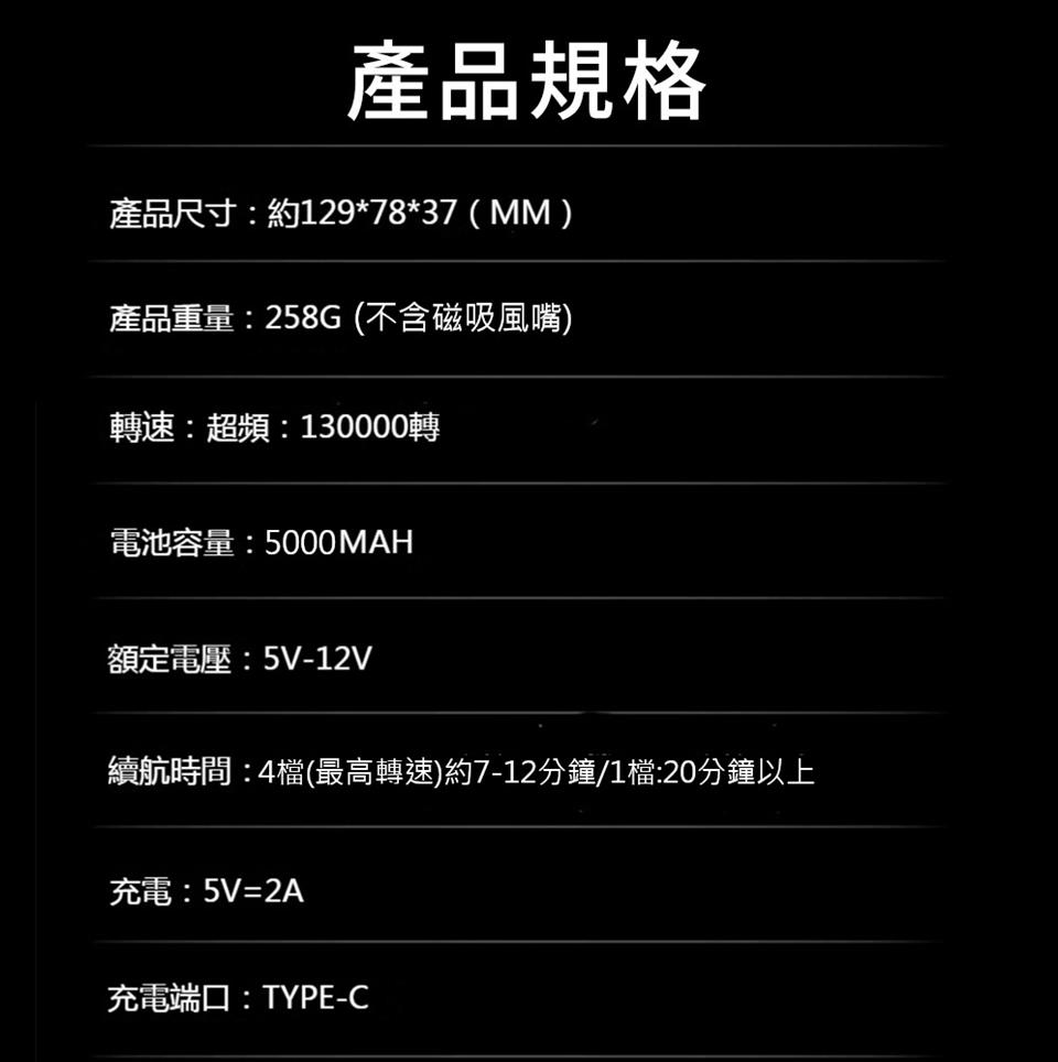 續航時間4檔最高轉速約712分鐘1檔20分鐘以上