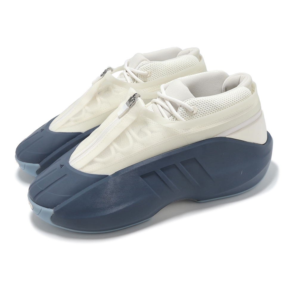 adidas 籃球鞋Crazy IIInfinity 男鞋深藍白緩衝復古拉鍊運動鞋愛迪達