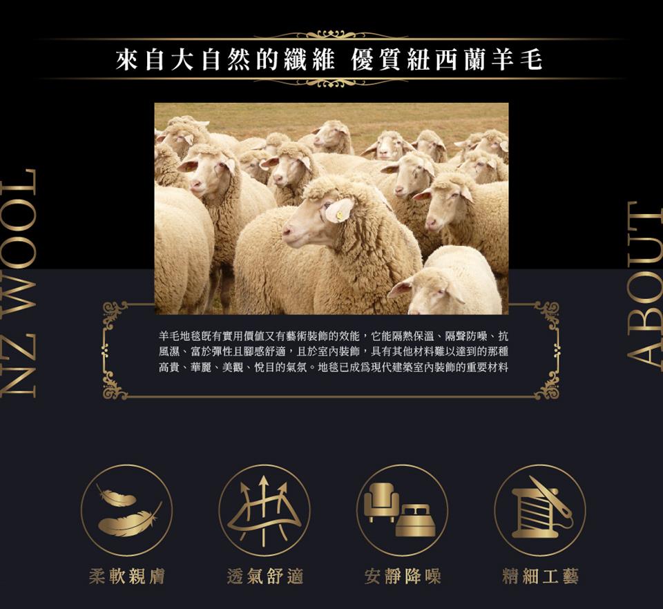 羊毛地毯既有實用價值又有藝術裝飾的效能,它能隔熱保溫、隔聲防噪、抗