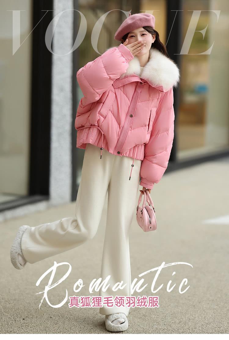 真狐狸毛领羽绒服 