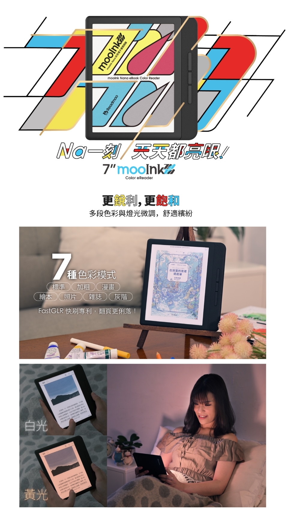 Readmoo讀墨mooInk Nana 7 吋彩色電子書閱讀器-暗夜黑|mooInk|ETMall