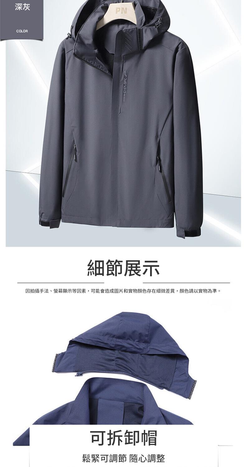 深灰 細節展示 因拍攝手法、螢幕顯示等因素,可能會造成圖片和實物顏色存在細微差異,顏色請以實物為準。 可拆卸帽 鬆緊可調節 隨心調整 