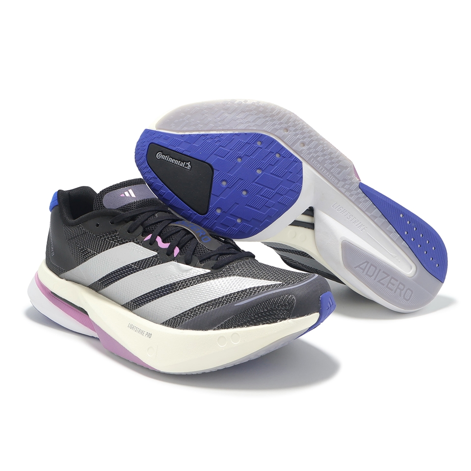 adidas 慢跑鞋Adizero Boston 13 W 女鞋黑銀緩震運動鞋愛迪達JS4950