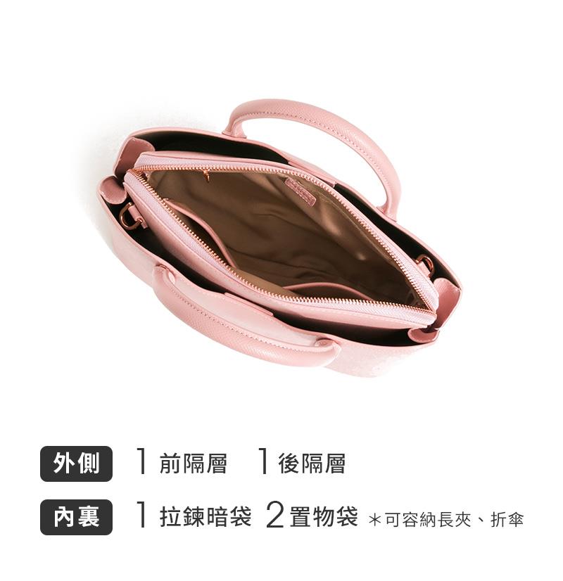 外側前隔層後隔層 內裏 1 拉鍊暗袋 2置物袋 可容納長夾、折傘 