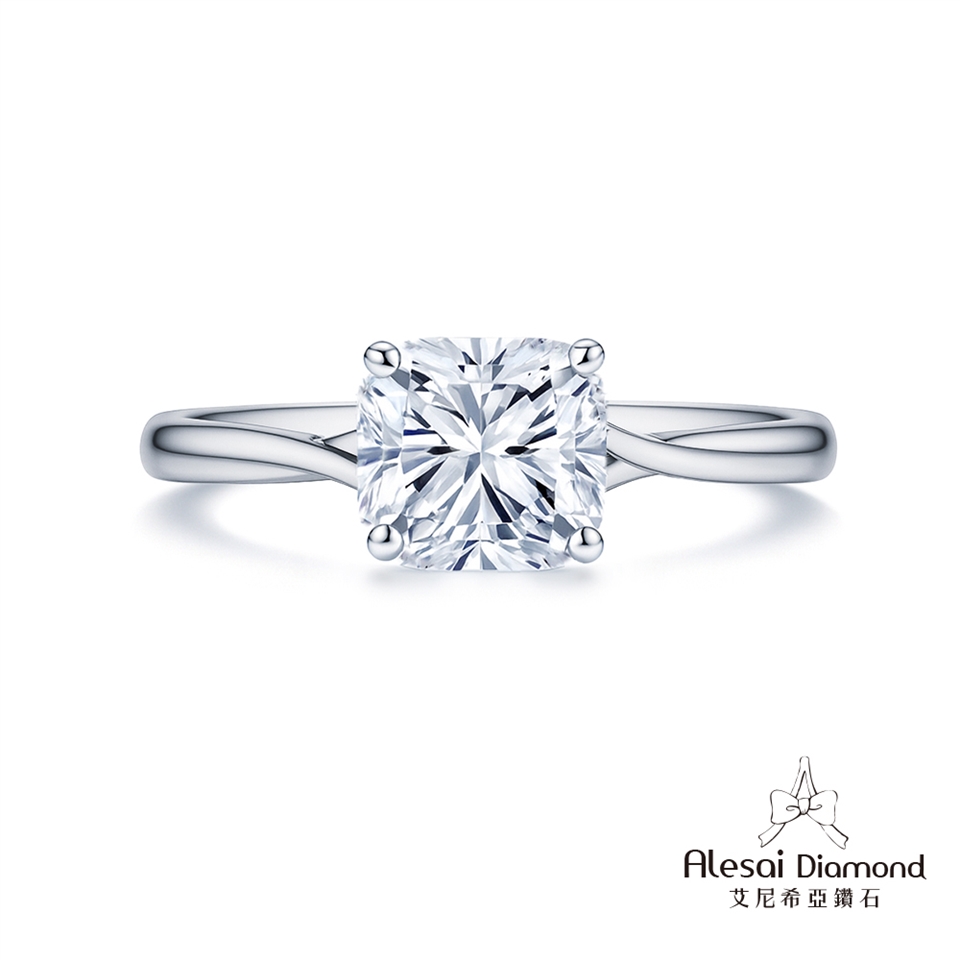 Alesai 艾尼希亞鑽石1克拉14K 枕型鑽戒D/VVS1 培育鑽石3EX 車工|戒指|ETMall東森購物網