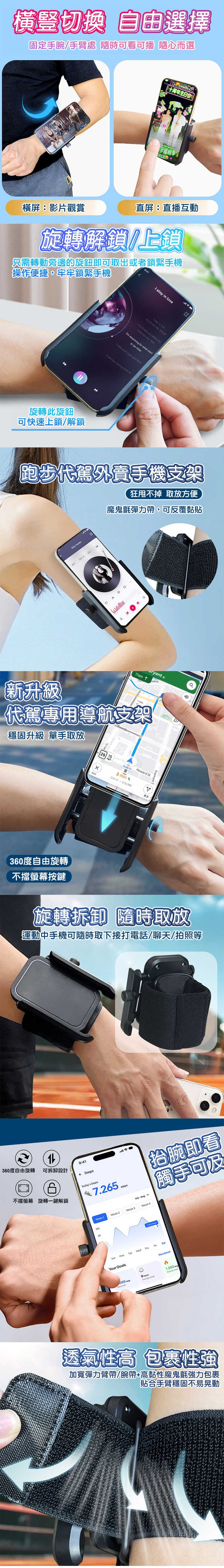 QIDINA 超方便360度旋轉多用途手腕手機架-F /手機支架 運動手腕 手機臂套 手機腕套 手臂手機架|手機/平板支架|ETMall東森購物網