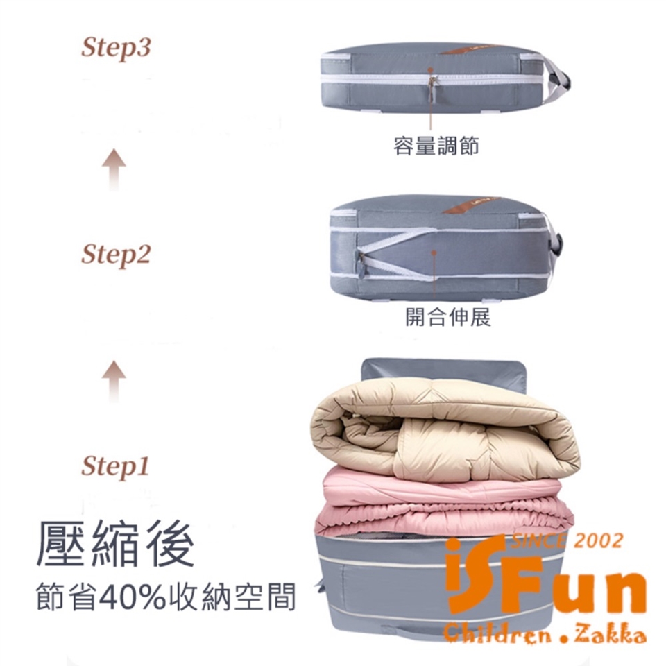 iSFun】多用途衣物棉被壓縮行李包收納包/中號灰|休閒包|ETMall東森購物網