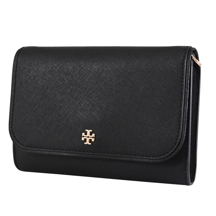 TORY BURCH 136093 Emerson 防刮皮革翻蓋斜背WOC/晚宴包.黑|手提包/側背包|ETMall東森購物網