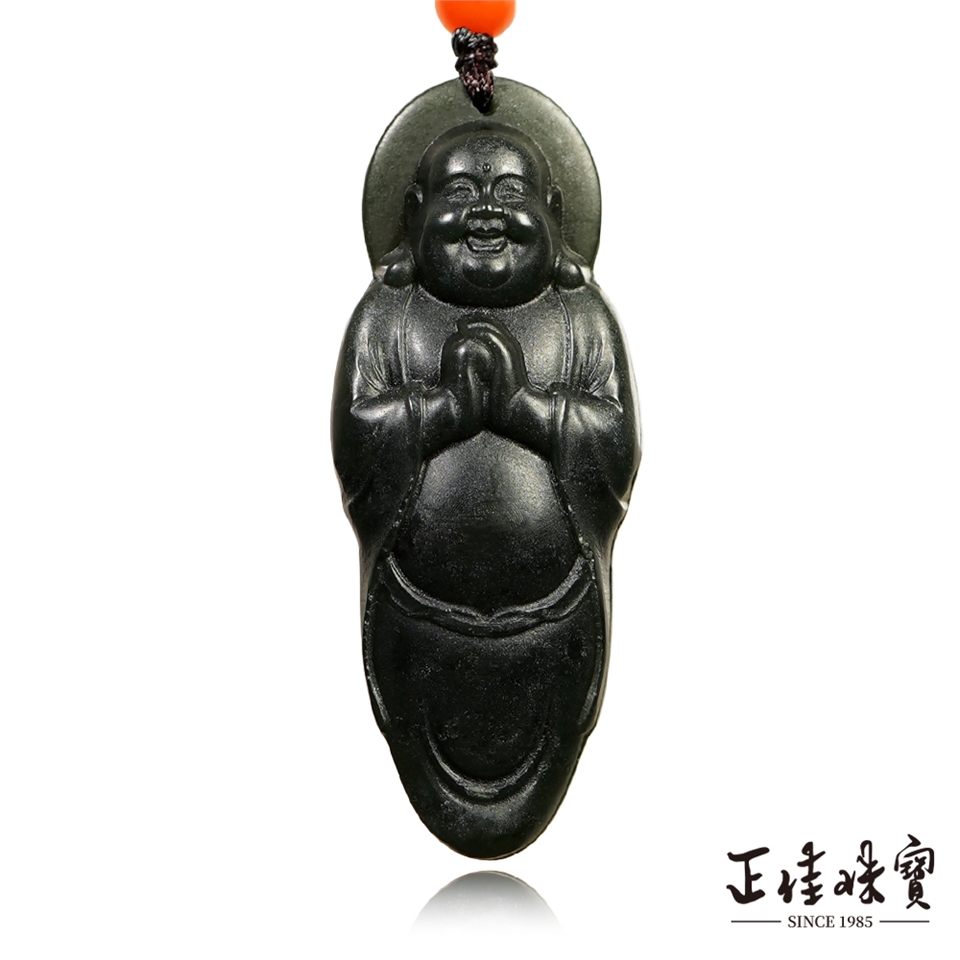正佳珠寶】和田墨玉高品墨玉11.7g 彌勒大肚佛和田墨玉吊墜|其他造型
