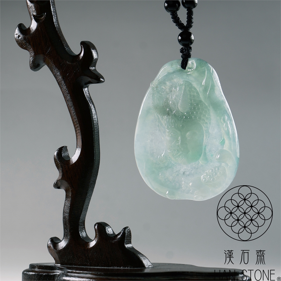 漢石齋】天然翡翠A貨一念佛魔玉佩吊墜冰種飄花(43*54*6mm)|佛像|ETMall