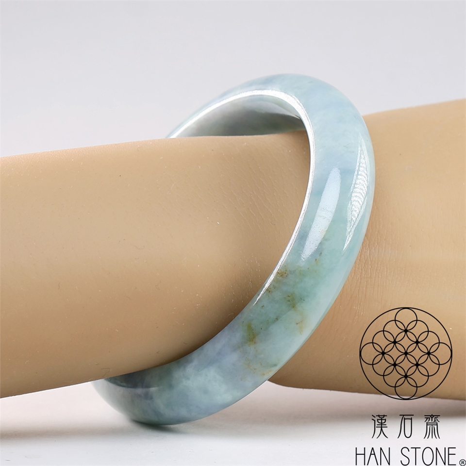漢石齋】天然翡翠A貨手鐲玉鐲三彩種(手圍18.3/ 版寬13.5mm)|18-18.9