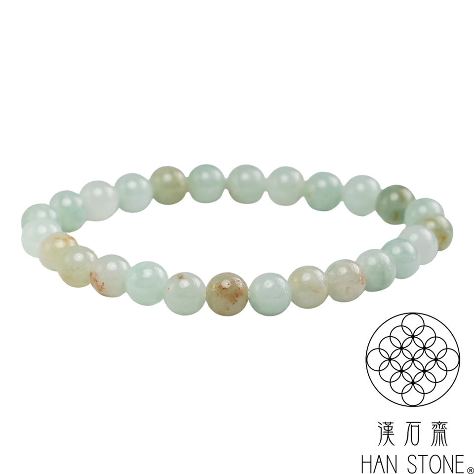 天然翡翠A貨 漢石齋】天然翡翠A貨手珠手串冰糯種帶紅黃翡(7mm*26pcs)|手鍊|ETMall