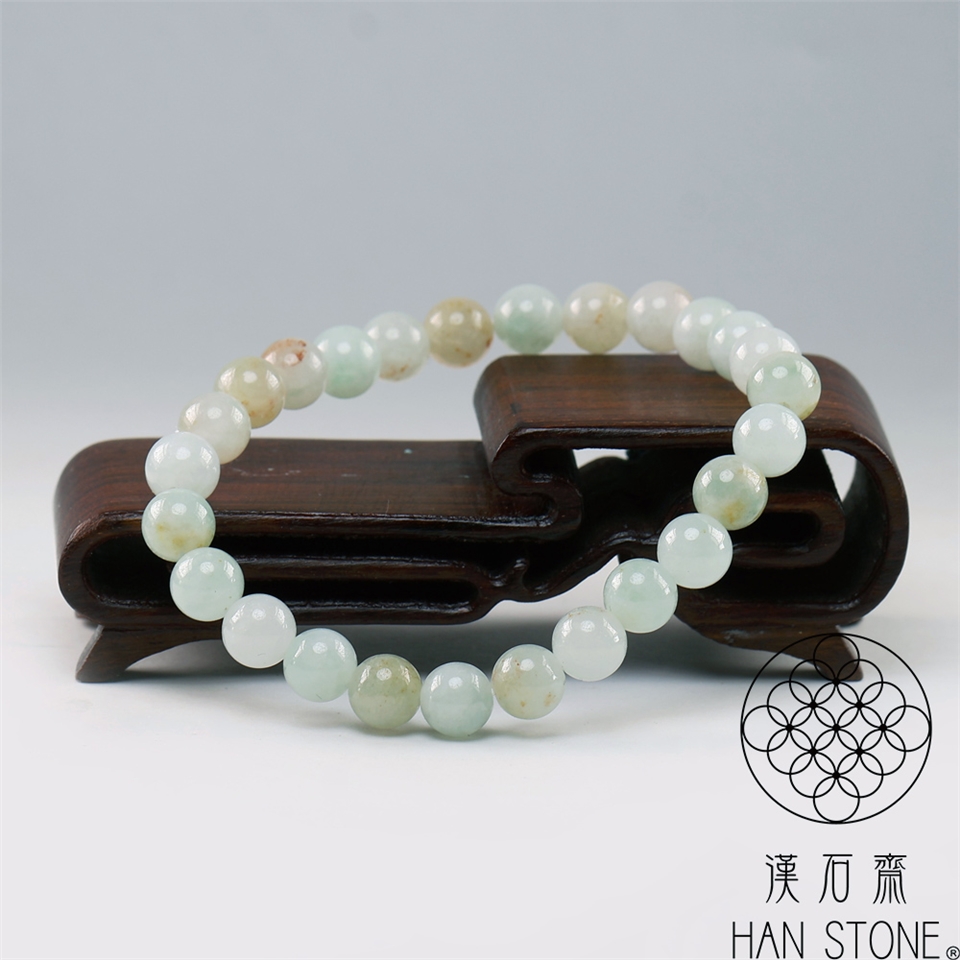 漢石齋】天然翡翠A貨手珠手串冰糯種帶紅黃翡(7mm*26pcs)|手鍊|ETMall