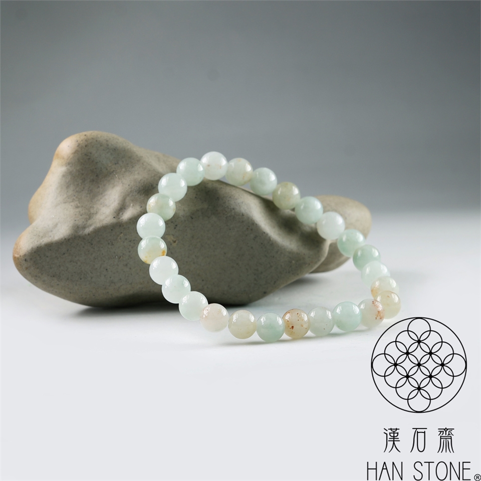 漢石齋】天然翡翠A貨手珠手串冰糯種帶紅黃翡(7mm*26pcs)|手鍊|ETMall