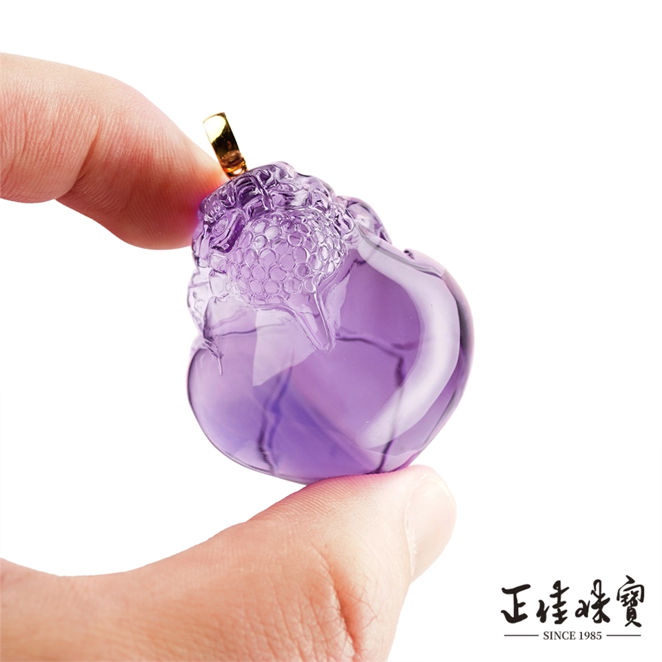 正佳珠寶】紫水晶蒐藏級玻璃體如意大肚貔貅45.5g 紫水晶吊墜｜18K|紫
