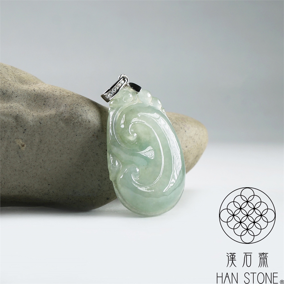 漢石齋】天然翡翠A貨如意玉佩吊墜冰種飄花(23*34*5mm)|如意|ETMall東森