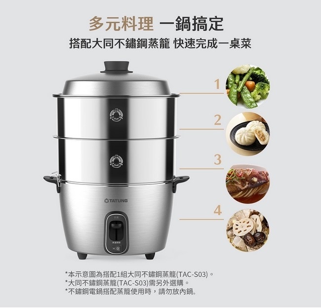 TATUNG大同6人份全不鏽鋼保溫電鍋TAC-06R-MM|TATUNG大同|ETMall東森購物網