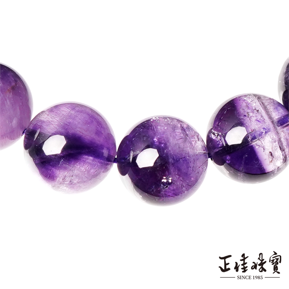 正佳珠寶】紫超七高品聚寶盆濃紫超七11.8-12.3mm 紫超七水晶手珠|手鍊