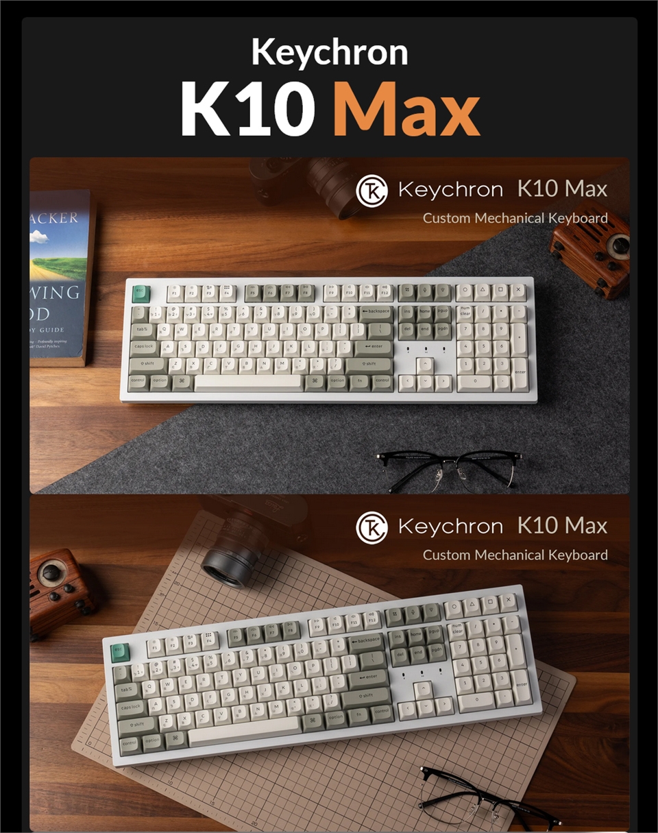 KEYCHRON】K10 Max QMK 無線機械鍵盤茶軸/白色|其他品牌鍵盤|ETMall