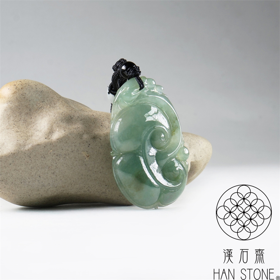漢石齋】天然翡翠A貨如意玉佩吊墜冰糯種飄花(31*46*6mm)|如意|ETMall