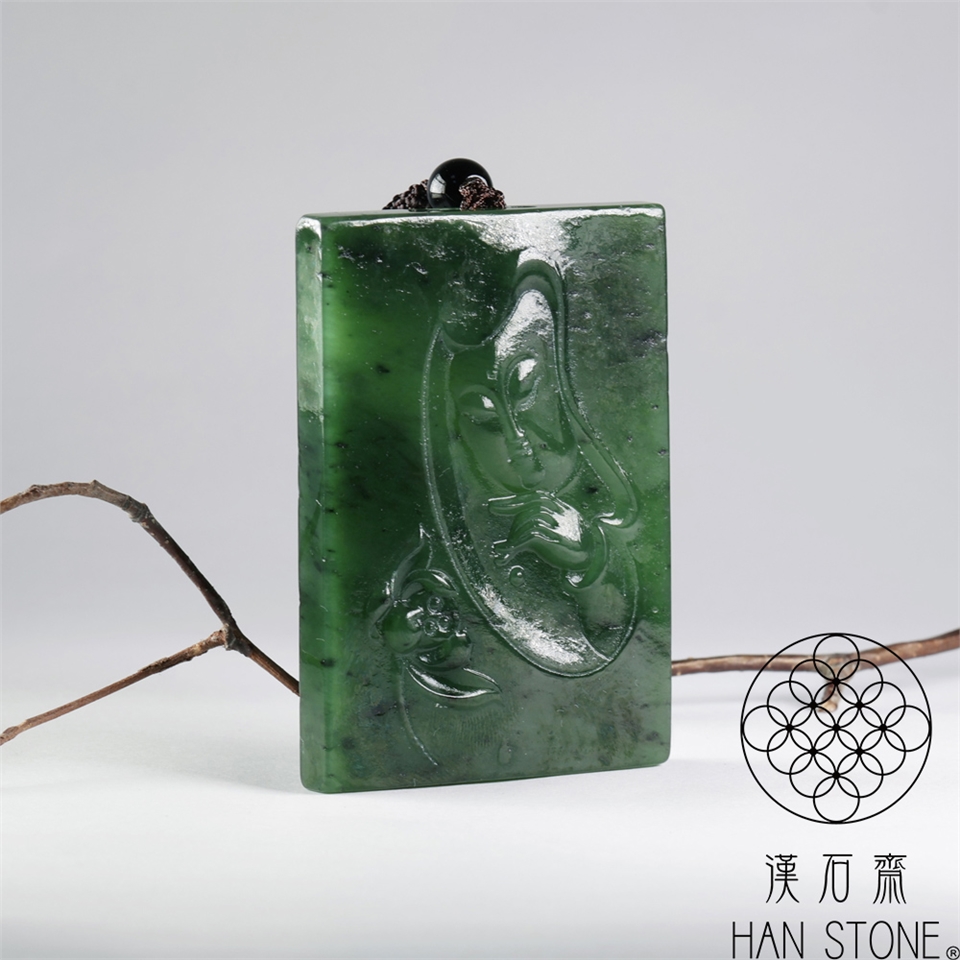 漢石齋】天然和田玉觀音玉佩吊墜碧玉(47*68*9mm)|觀音|ETMall東森購物網