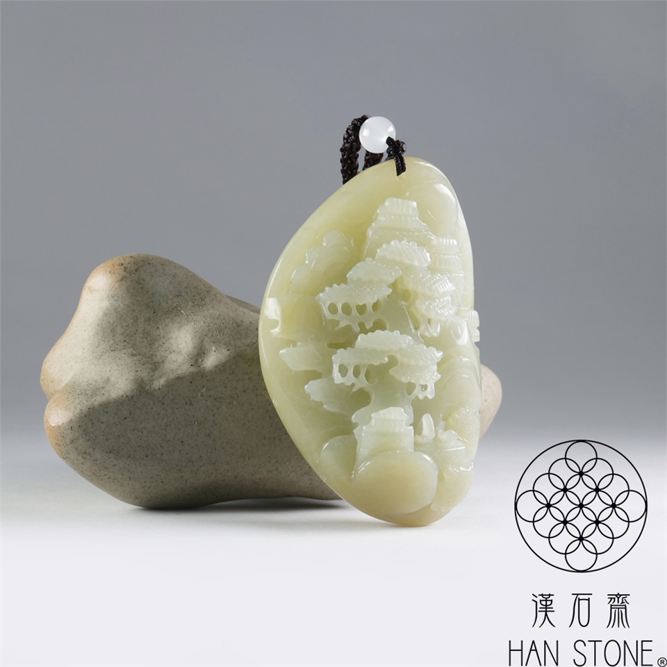 漢石齋】天然和田玉山水玉佩吊墜白玉(41*62*22mm)|其他造型|ETMall東森