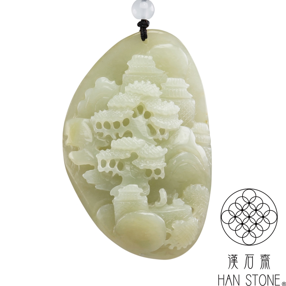 漢石齋】天然和田玉山水玉佩吊墜白玉(41*62*22mm)|其他造型|ETMall東森